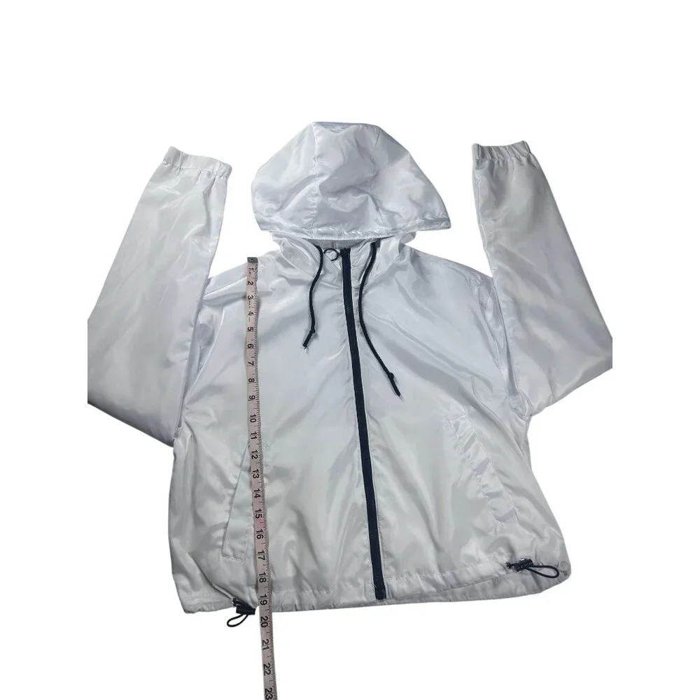 New Look White Hooded‎ Windbreaker Jacket Girls Size Large Preowned